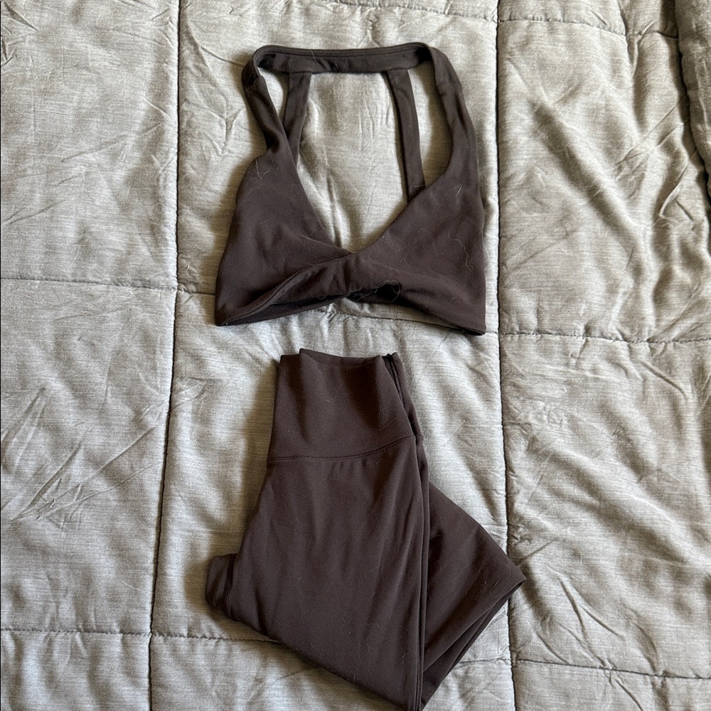 Buffbunny Brown Sports Bra and Leggings Set